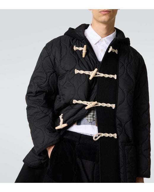 Comme des Garçons Black Quilted Wool Duffel Coat for men