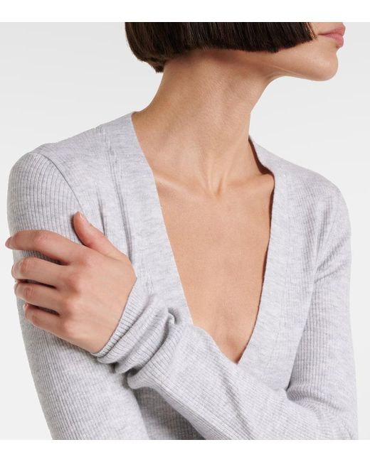 Brunello Cucinelli Blue Ribbed-Knit Cardigan