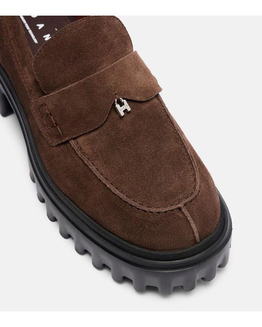 Hogan Brown H700 Leather Platform Loafers