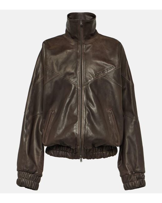 Acne Brown Letty Leather Bomber Jacket