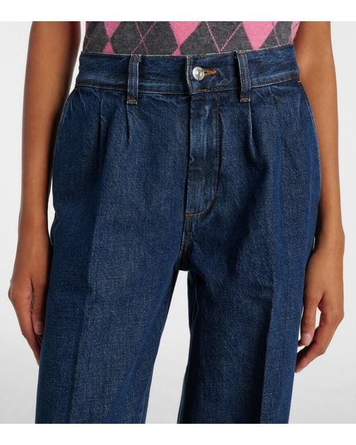 FRAME Blue High-Rise Wide-Leg Jeans
