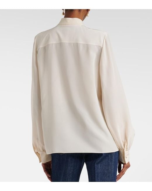 Valentino Natural Tie-Neck Silk Crepe De Chine Blouse