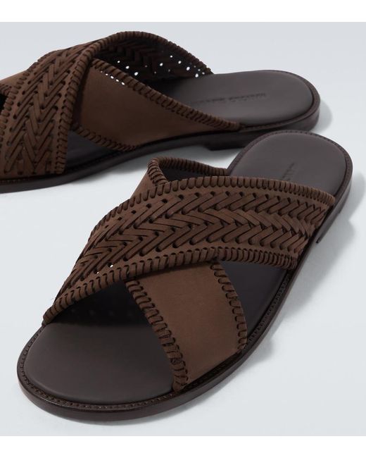 Manolo Blahnik Brown Tex Leather Sandals for men