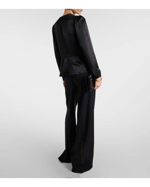 Blusa in raso di seta di Saint Laurent in Black