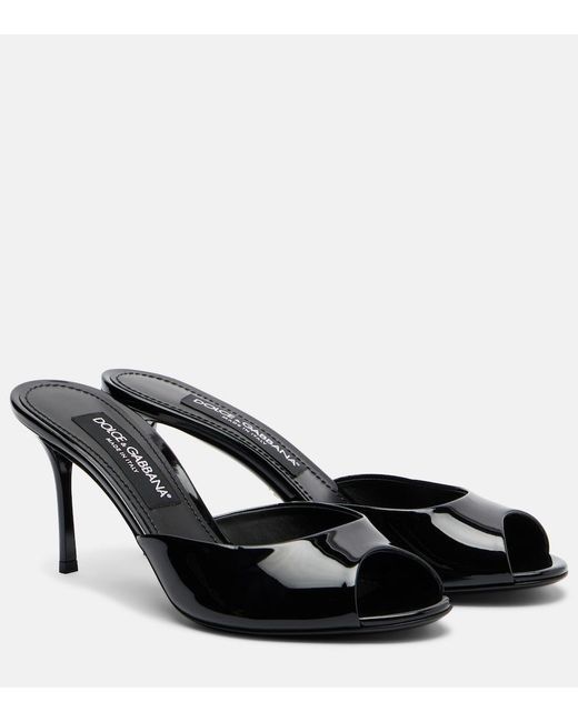 Dolce & Gabbana Black Keira Patent Leather Mules
