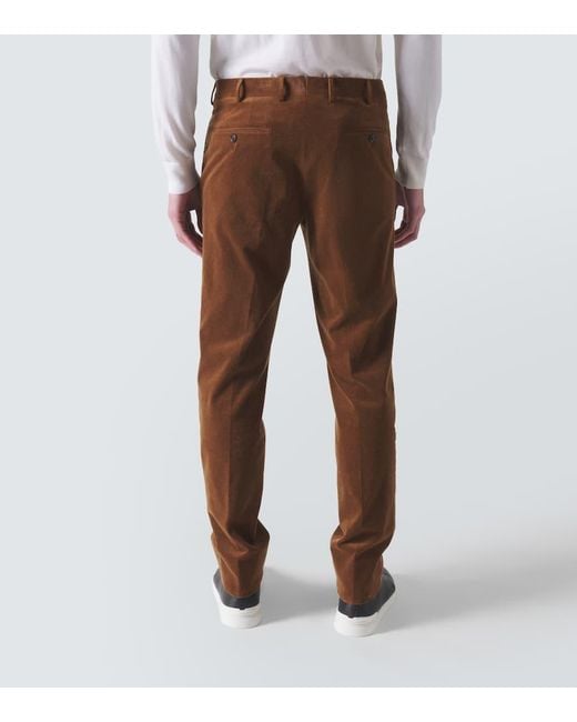 Zegna Brown Cotton And Cashmere Corduroy Slim Pants for men