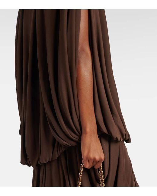 Loewe Brown Asymmetric Draped Jersey Top