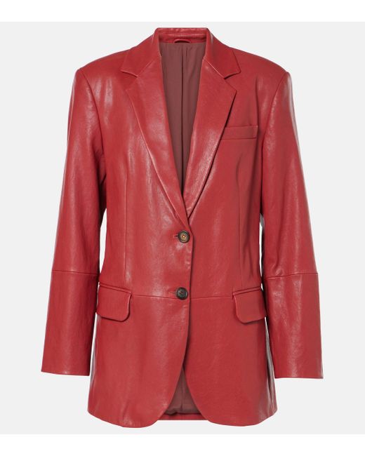 Brunello Cucinelli Red Leather Blazer