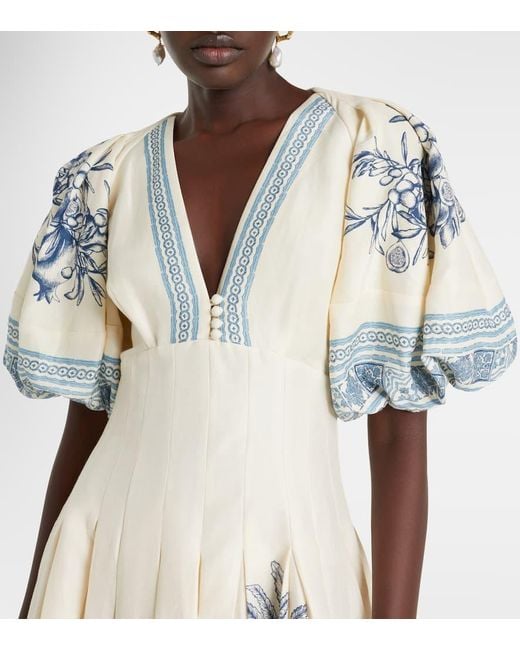 ALÉMAIS White Villa Romantica Linen-Blend Midi Dress