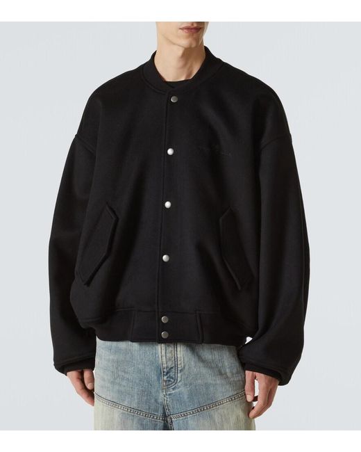 Balenciaga Black Wool Bomber Jacket for men