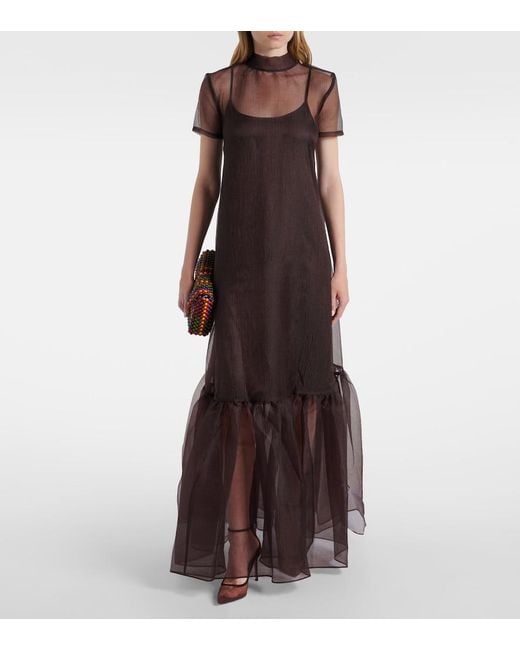 Staud Brown Calluna Organza Maxi Dress
