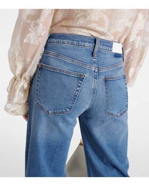 Re/done Blue Mid-rise Wide-leg Jeans