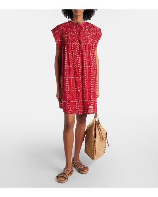 Isabel Marant Red Leazali Printed Cotton Minidress