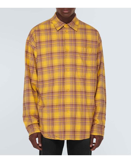 Camisa reversible de algodon a cuadros Balenciaga de hombre de color Yellow