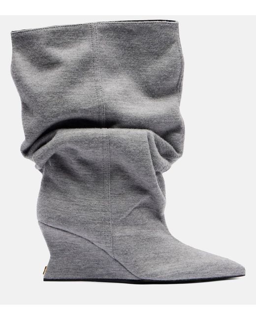 Balmain Gray Draped Ankle Boots