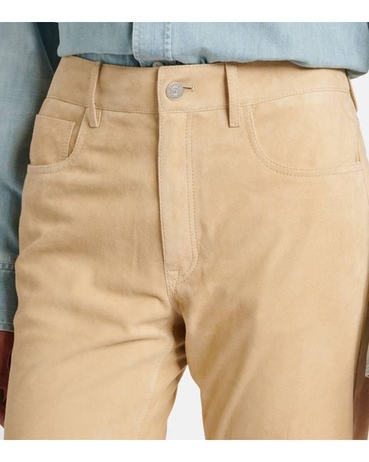 Ralph Lauren Natural Scottie Low-Rise Leather Straight Pants