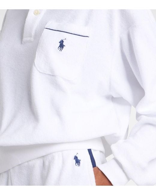 Polo Ralph Lauren White Cotton-Blend Terry Polo Shirt