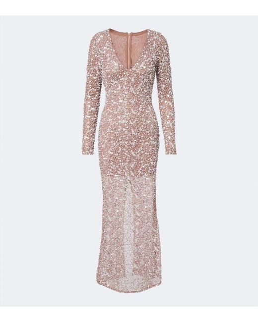 La Fuori Pink Sequined Gown