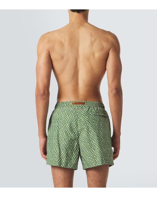 Zegna Green Printed Swim Trunks for men