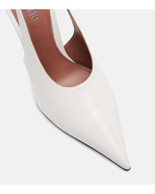 Paris Texas White Nina 105 Patent Leather Slingback Pumps