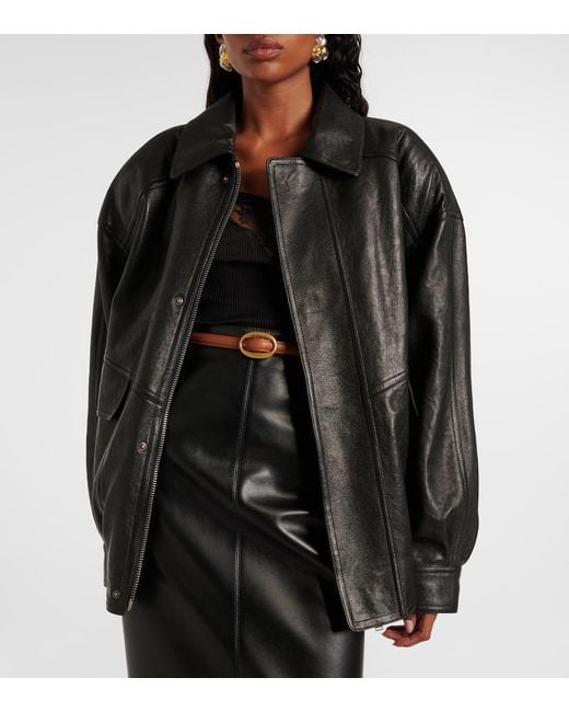 Saint Laurent Black Oversize-Lederjacke