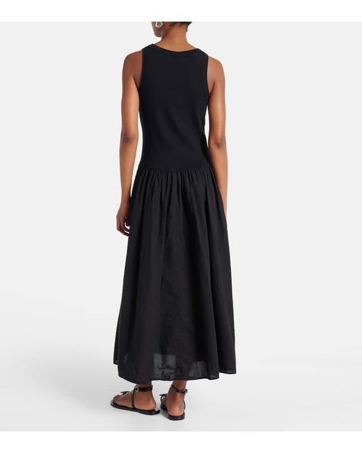 Vestido Largo Amelia En Mezcla De Algodon Velvet de color Black