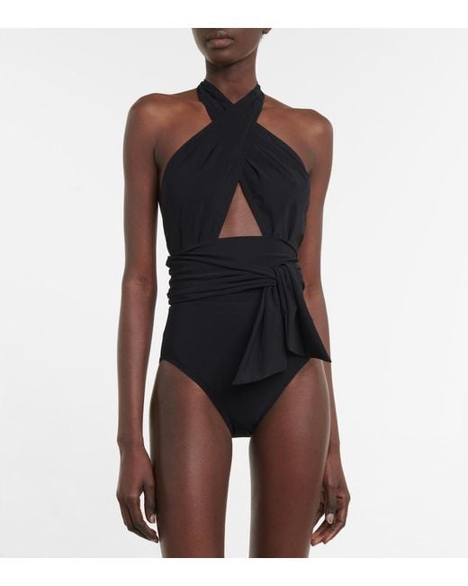 Karla Colletto Black Cutout Halterneck Swimsuit