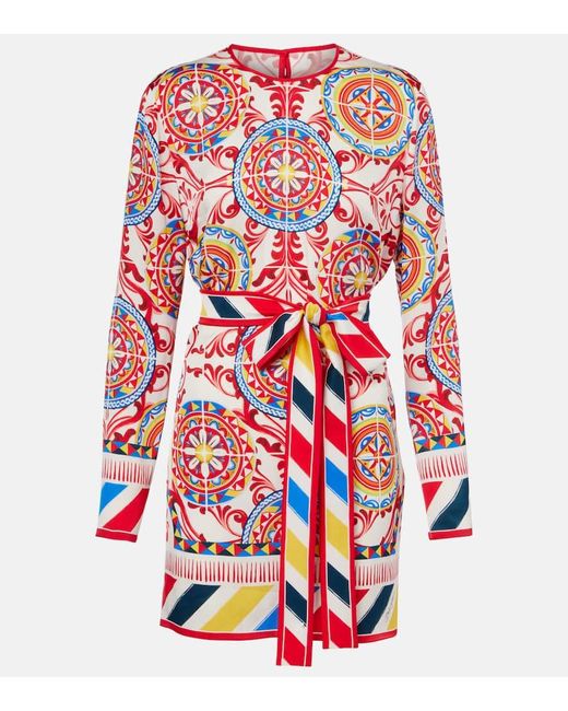 Dolce & Gabbana Red Bedrucktes Top Aus Seide