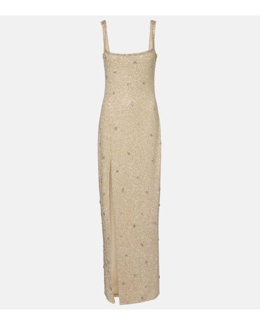 Clio Peppiatt Natural Pamela Embellished Gown
