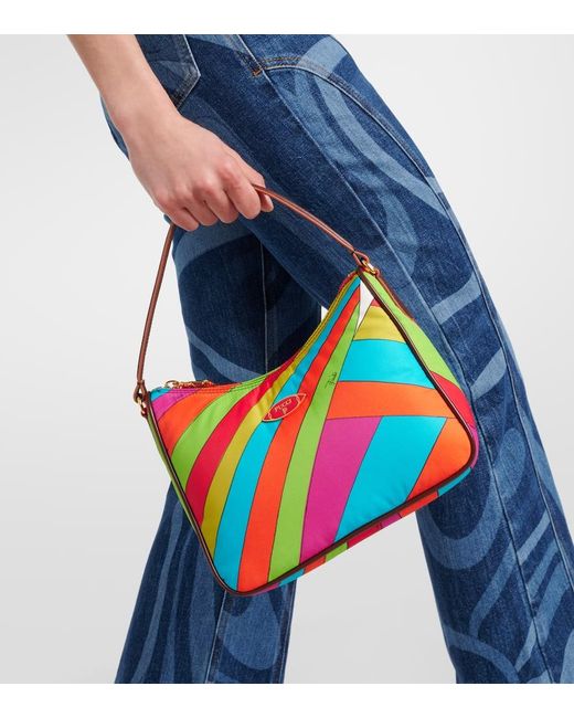 Emilio Pucci Red Iride Small Leather-Trimmed Shoulder Bag