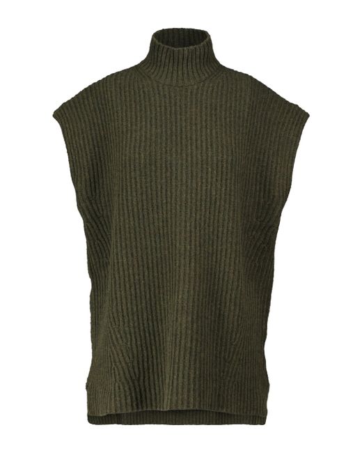 Gilet in maglia a costeGanni in Lana di colore Verde - Lyst
