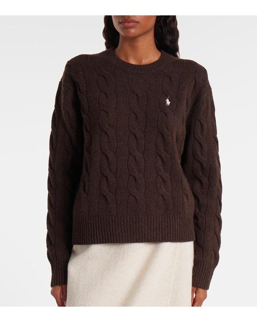 Polo Ralph Lauren Brown Cable-Knit Wool And Cashmere Sweater