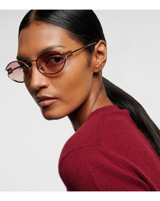 Miu Miu Pink Mu 52Ys Oval Sunglasses