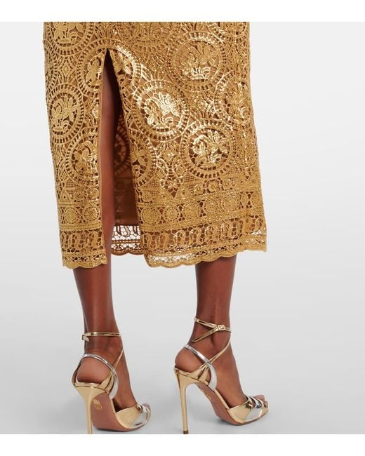 Emilia Wickstead Metallic Leila Guipure Lace Midi Dress