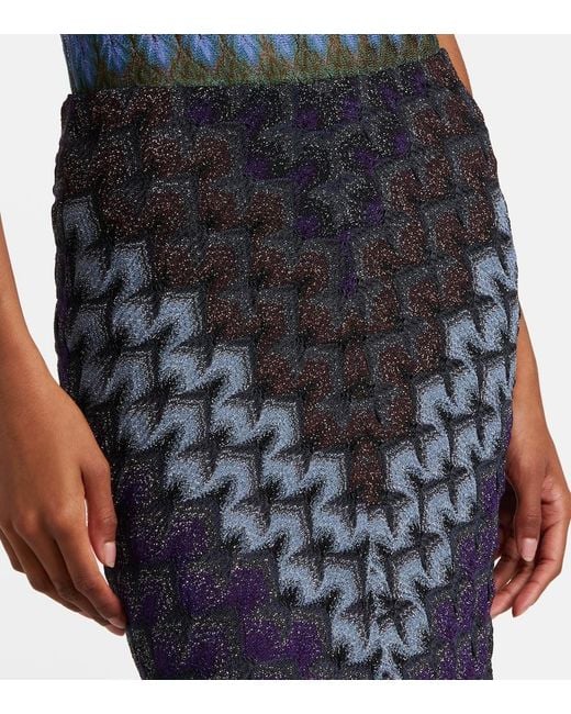 Missoni Blue Knitted Lame Maxi Skirt