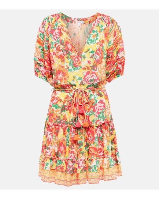 Poupette Orange Bona Tiered Minidress