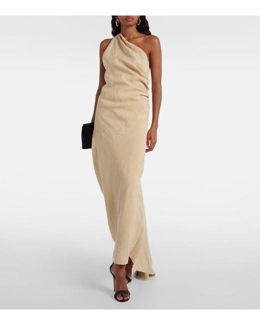 TOVE Natural Riya Draped Linen Maxi Dress