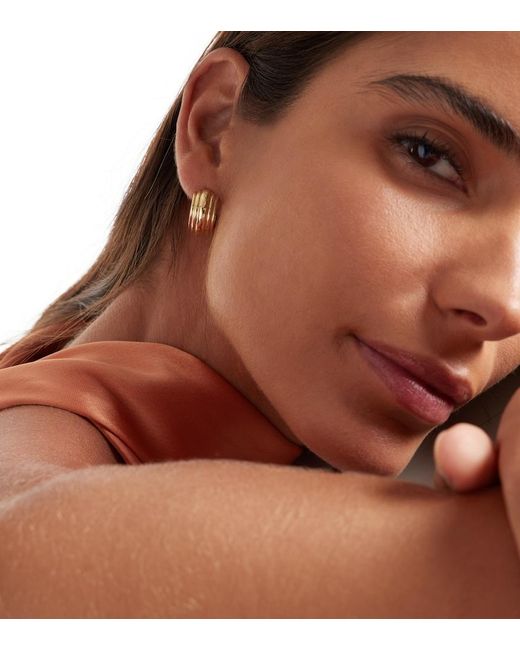 STONE AND STRAND Metallic Serge 10Kt Hoop Earrings