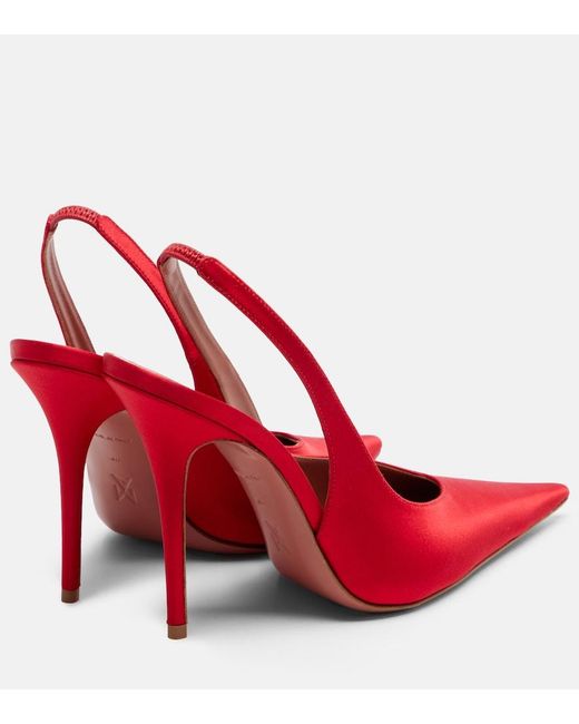 AMINA MUADDI Red Anok Satin Slingback Pumps