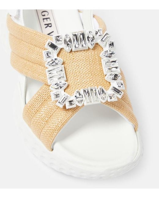 Roger Vivier Metallic Viv' Run Light Strass Buckle Sandals
