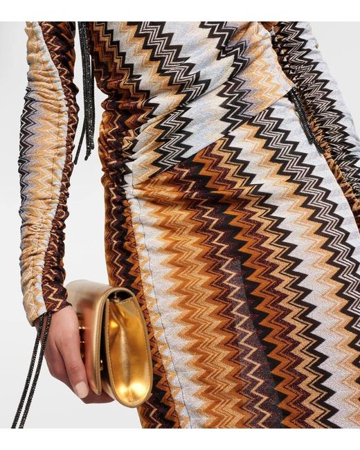 Missoni Multicolor Asymmetrisches Abendkleid mit Zickzackmuster