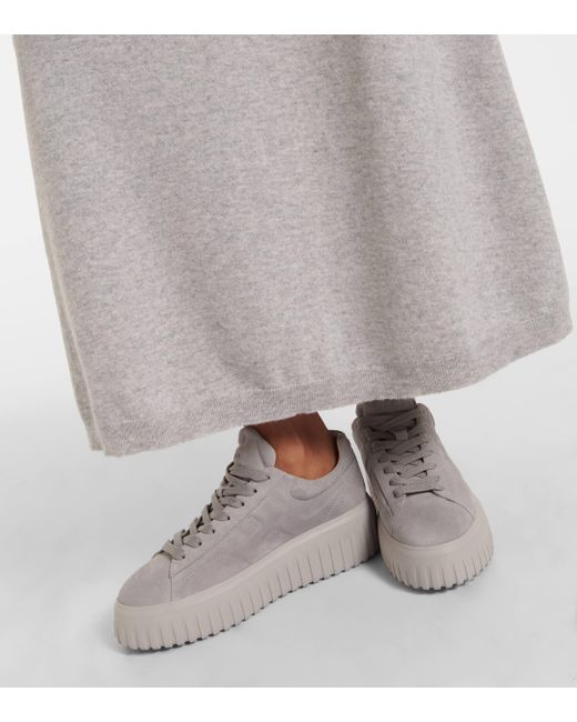 Hogan Gray Suede Platform Sneakers