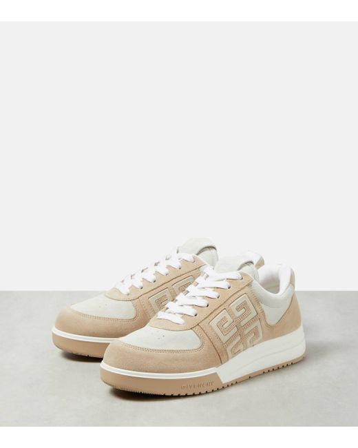 Givenchy White G4 Suede And Leather Low-top Sneakers