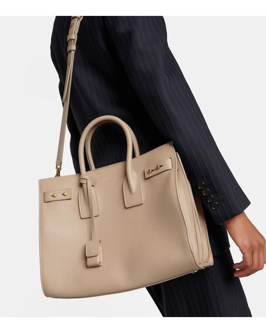 Saint Laurent Natural Sac De Jour Small Leather Tote Bag