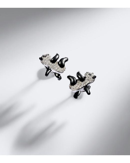 Yvonne Léon White Panda 9Kt Earrings With Diamonds
