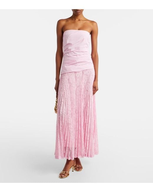 Jonathan Simkhai Pink Annalise Plisse Lace Maxi Dress