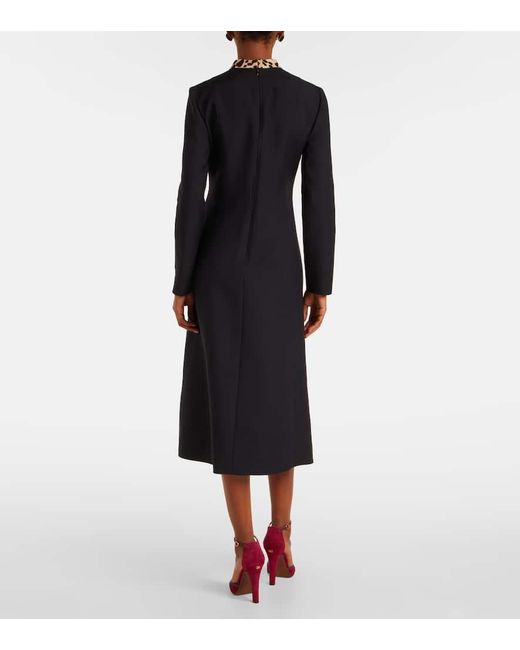 Valentino Black Crepe Couture Bow-Detail Midi Dress