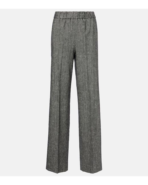 Dolce & Gabbana Gray High-Rise Wool-Blend Wide-Leg Pants