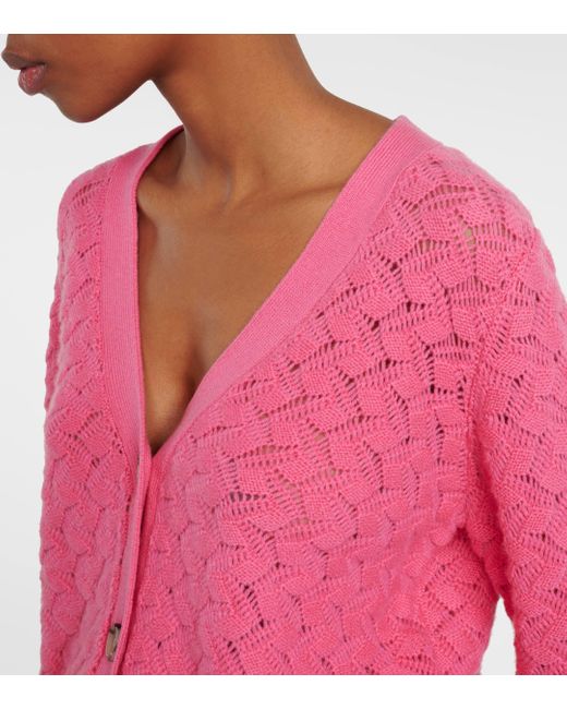 Jardin Des Orangers Pink Wool And Cashmere Cropped Cardigan