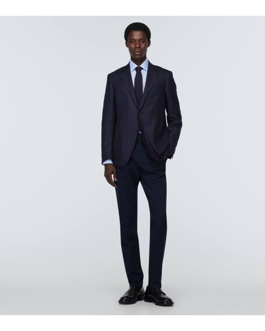 Zegna Blue Single-breasted Cashmere And Silk Blazer for men